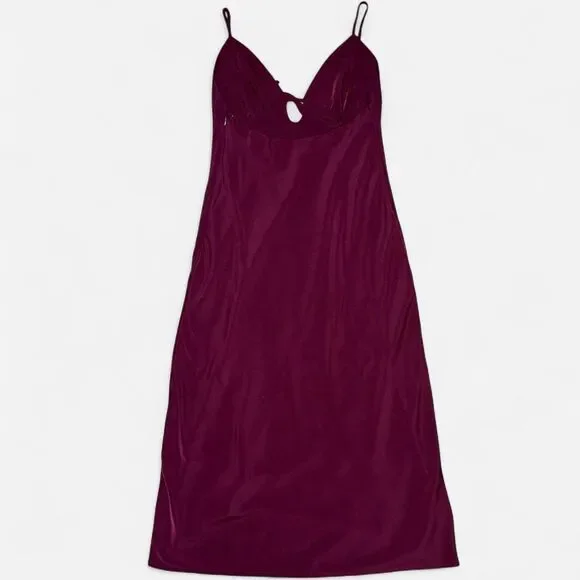 PINK Victoria's Secret "Fall In Love Midi Dress" - Plum Burgundy Slip Dress - Picture 7 of 13